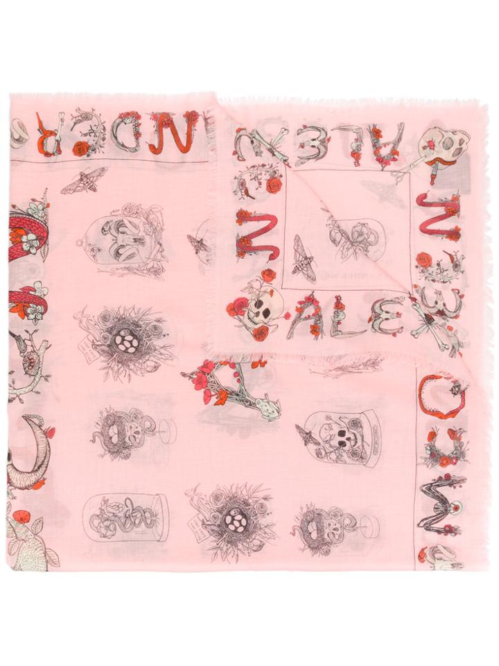 Alexander Mcqueen Text Cabinet Scarf - Pink & Purple