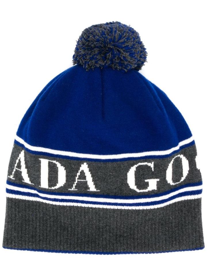 Canada Goose Logo Printed Beanie - Blue