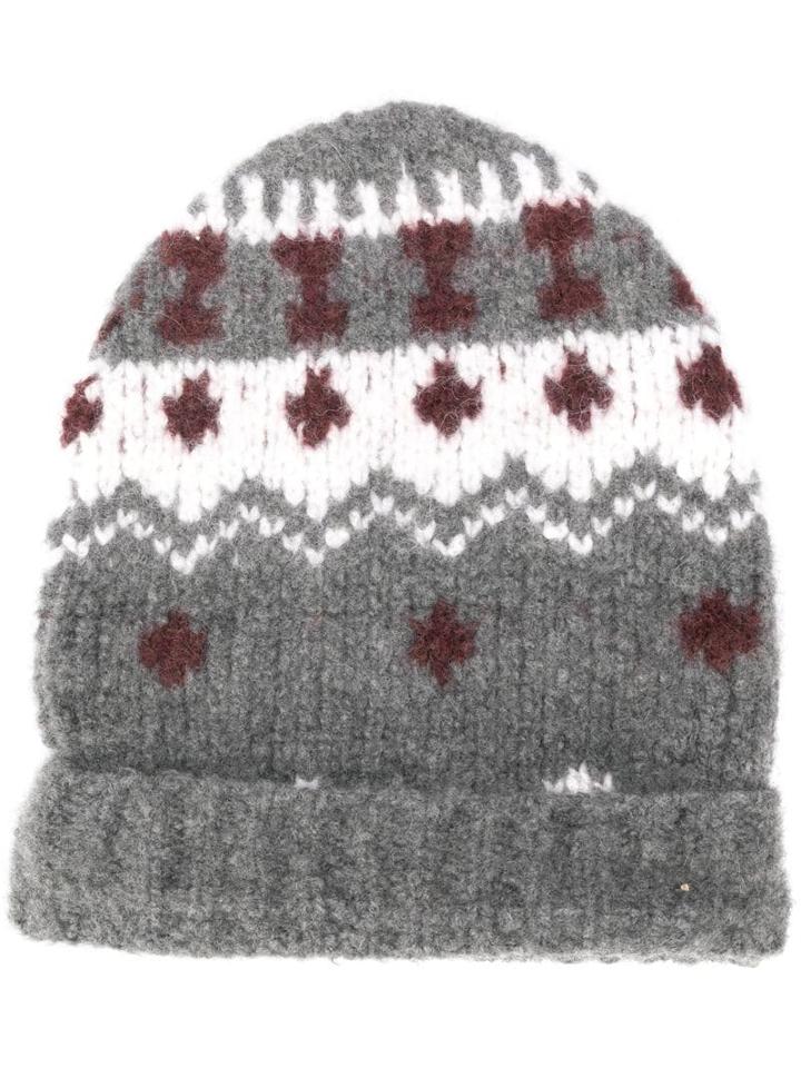 Eleventy Embroidered Beanie Hat - Grey