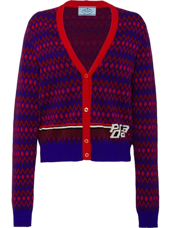 Prada Wool And Cashmere Cardigan - Pink & Purple