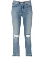 Rag & Bone /jean - Distressed Cropped Jeans - Women - Cotton/polyurethane - 28, Blue, Cotton/polyurethane