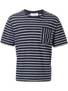 Ami Alexandre Mattiussi Striped T-shirt, Men's, Size: L, Blue, Cotton