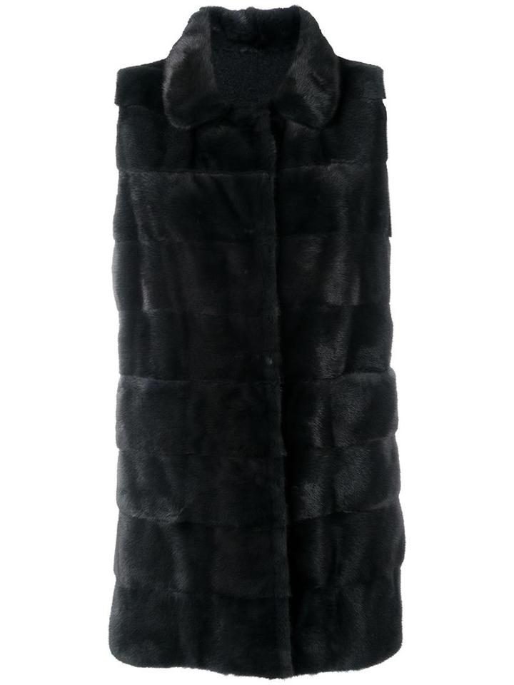 Arma Sleeveless Fur Coat, Women's, Size: 34, Grey, Mink Fur/cashmere