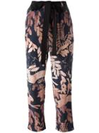 Lanvin Leaf Print Trousers, Size: 40, Nude/neutrals, Silk/viscose