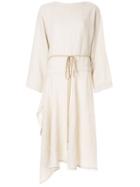 Seya. Asymmetric Belted Dress - White