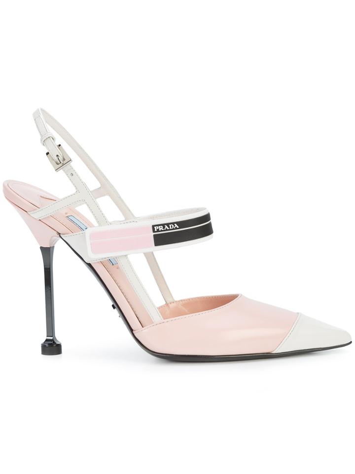 Prada Pointed Toe Slingback Sandals - Pink & Purple