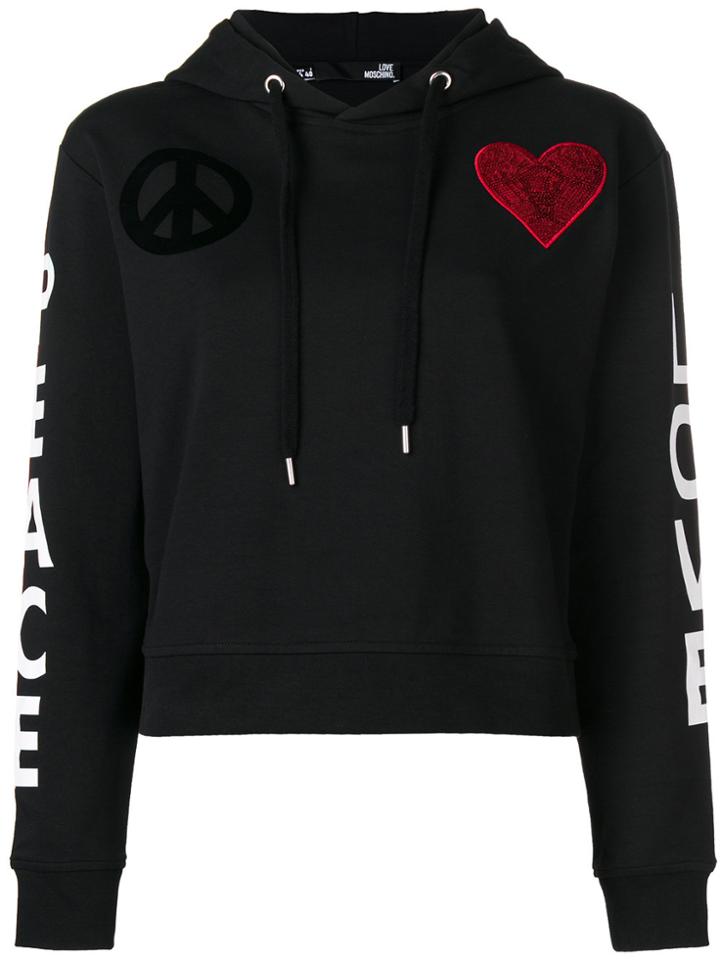 Love Moschino Heart Patch Hoodie - Black