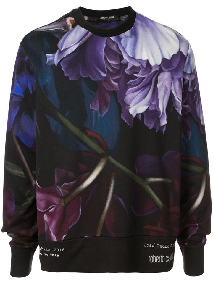 Roberto Cavalli Marchito Print Crewneck Sweater - Purple