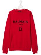 Balmain Kids Teen Printed Logo Sweatshirt - Red