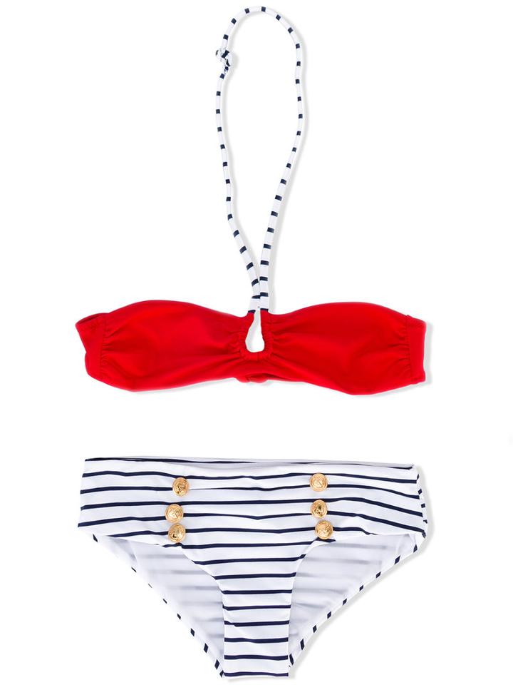 Mc2 Saint Barth Kids - Bikini Set With Buttons - Kids - Polyamide/spandex/elastane - 8 Yrs, Girl's, White