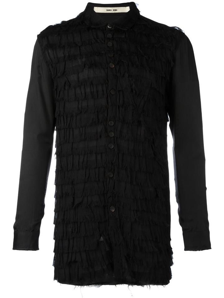 Damir Doma - Layered Frayed Shirt - Men - Cupro/viscose - M, Black, Cupro/viscose