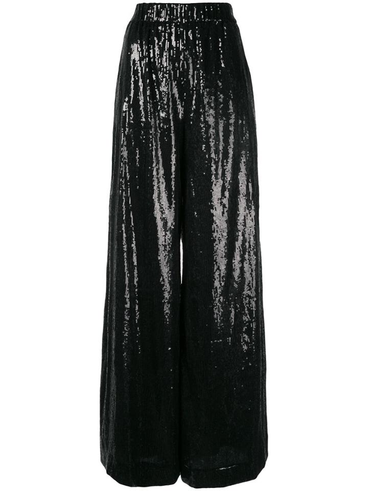 Ingie Paris Sequinned Wide-leg Trousers - Black