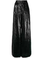 Ingie Paris Sequinned Wide-leg Trousers - Black