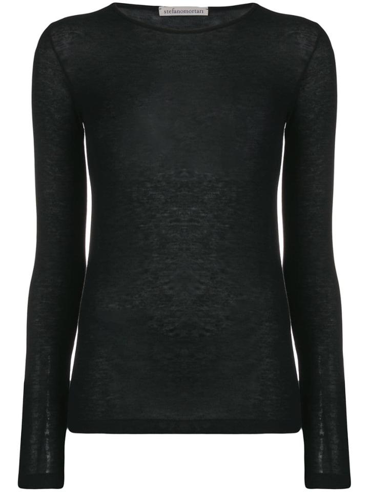 Stefano Mortari Fitted Sheer Sweater - Black