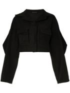 Yohji Yamamoto Structured Elbow Cropped Jacket - Black