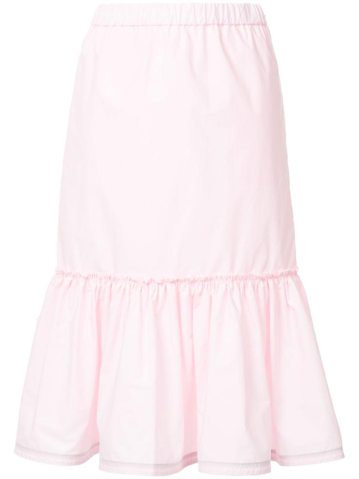 Ck Calvin Klein Ruffle Hem Poplin Midi Skirt - Pink & Purple