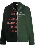 Palm Angels Two Tone Logo Hooded Jacket - Green