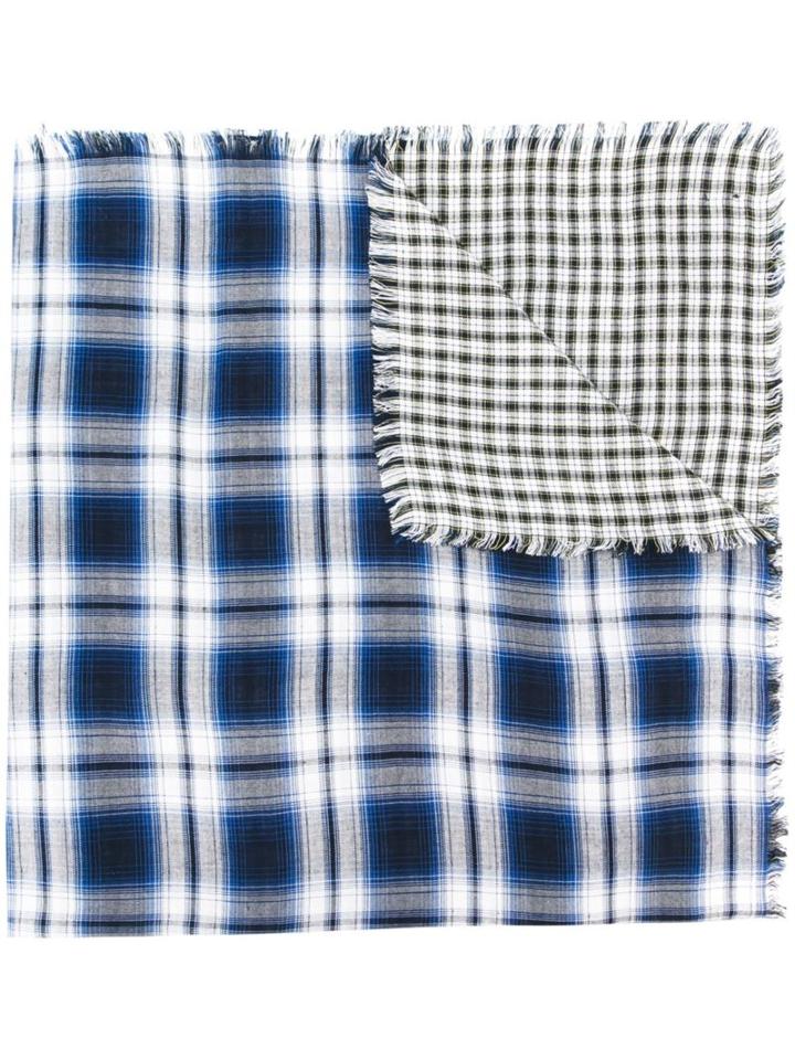 Diesel Checked Scarf, Adult Unisex, Blue, Viscose