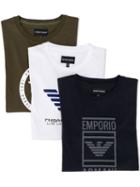 Emporio Armani Kids Three Pack Logo Jersey Tops - Blue