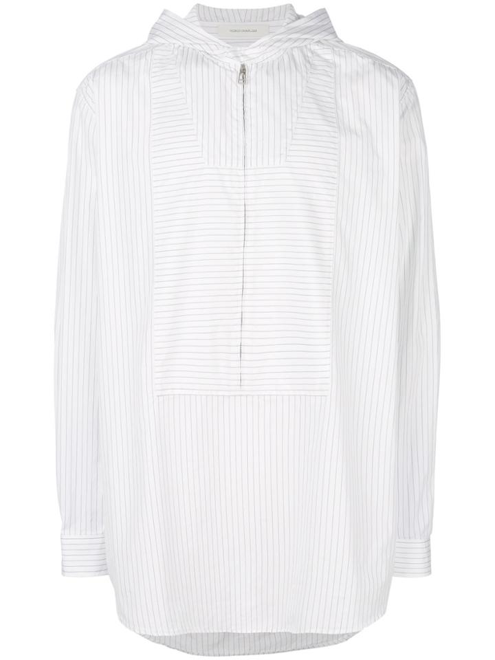 Cédric Charlier Zipped Hooded Shirt - White