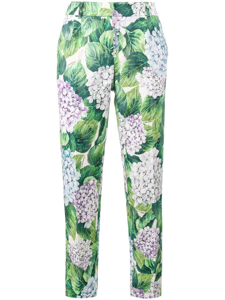 Dolce & Gabbana Hydrangea Print Tapered Trousers - Green