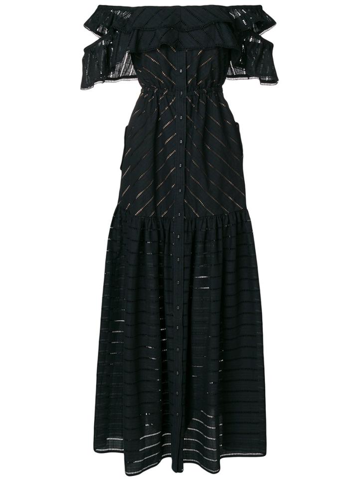 Self-portrait Off-shoulder Long Dress - Black