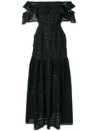 Self-portrait Off-shoulder Long Dress - Black