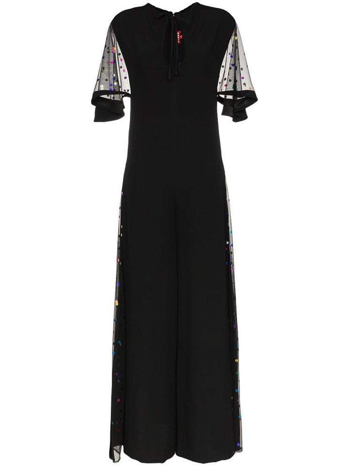 Staud Anabelles Sequin Neck Tie Jumpsuit - Black