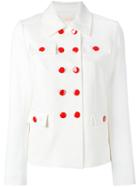 Tory Burch Double Breasted Blazer, Women's, Size: 4, White, Cotton/polyester/spandex/elastane/viscose