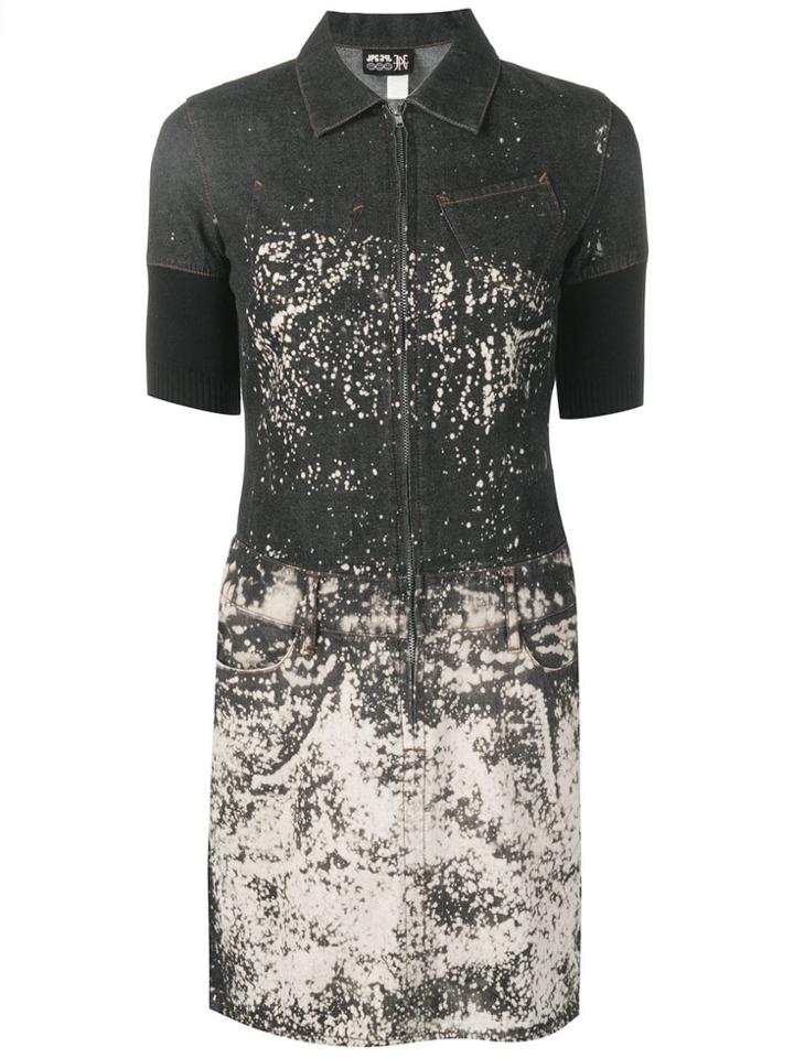Jean Paul Gaultier Vintage 1990/91 Bleached Denim Dress - Black