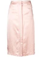 Fleur Du Mal Hammered Silk Placket Front Skirt - Pink