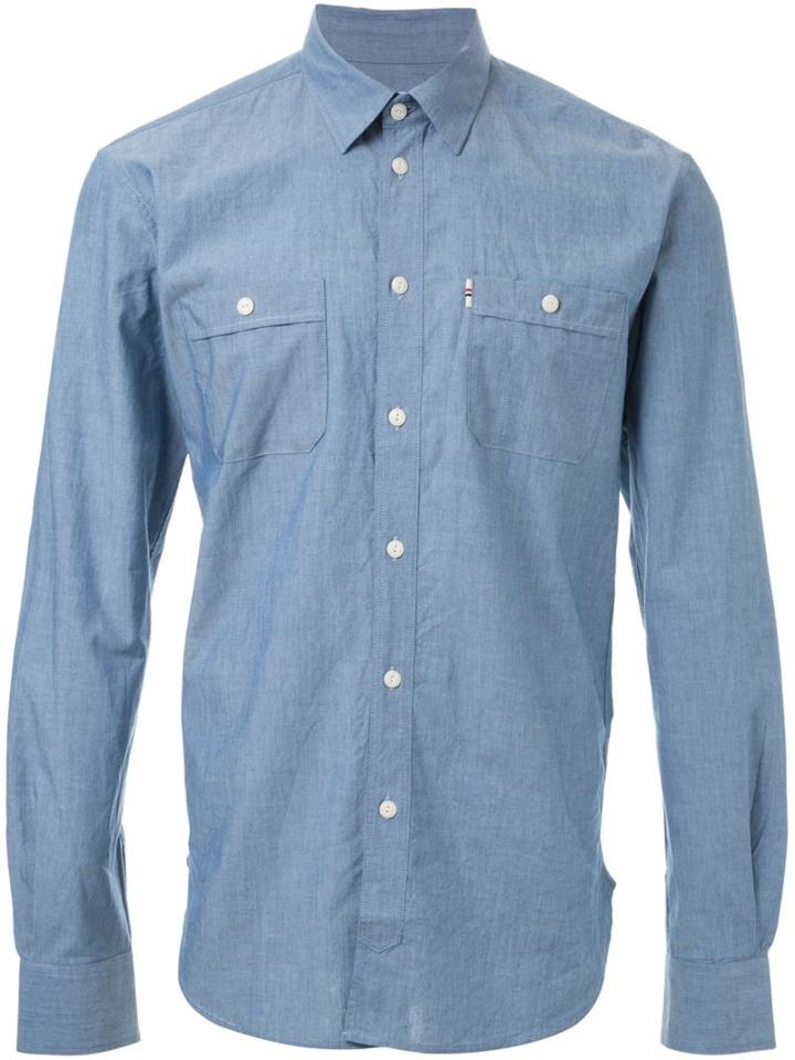 Maison Kitsuné Chambray Shirt, Men's, Size: 38, Blue, Cotton