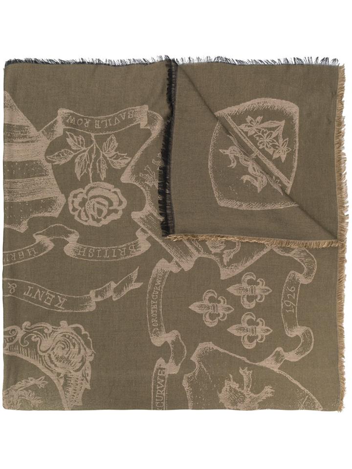 Kent & Curwen Flocked Crest Scarf - Green