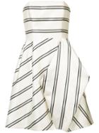 Halston Heritage - Striped Party Dress - Women - Polyester - 4, White, Polyester
