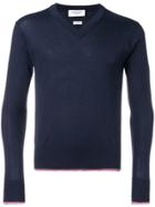 Thom Browne Classic Cashmere V-neck Pullover - Blue