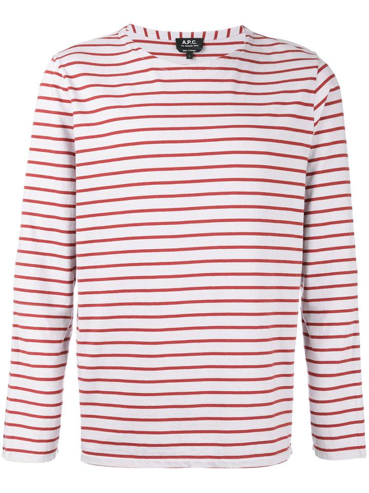 A.p.c. - Breton Stripe Sweatshirt - Men - Organic Cotton - S, Grey, Organic Cotton