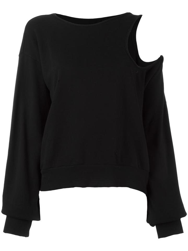 Unravel Project Cut-off Detailing Sweatshirt, Women's, Size: Medium, Black, Cotton