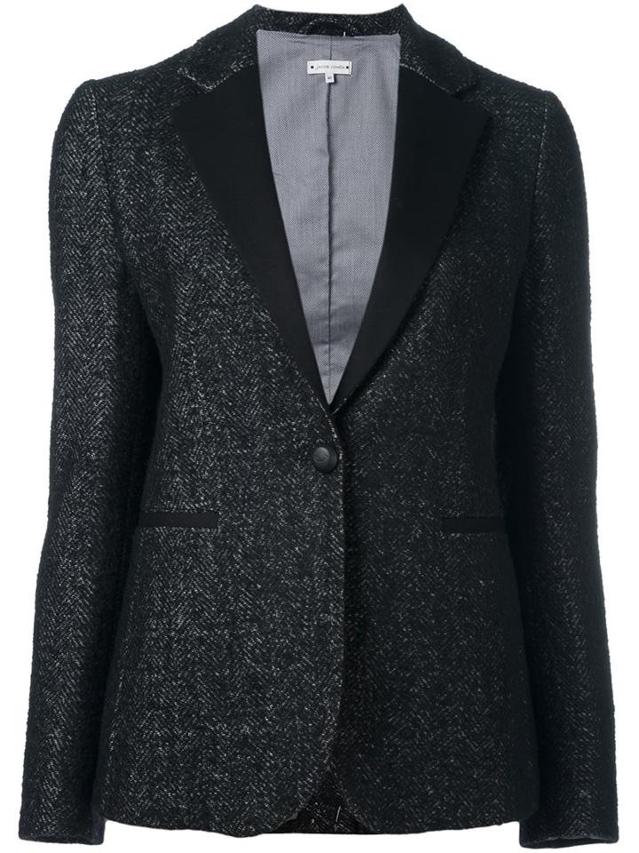 Jacob Cohen Glittery Peaked Lapels Blazer, Women's, Size: 40, Black, Cotton/nylon/modal