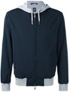 Eleventy Contrast Hooded Jacket, Men's, Size: Xl, Blue, Cotton/polyamide/spandex/elastane/cupro