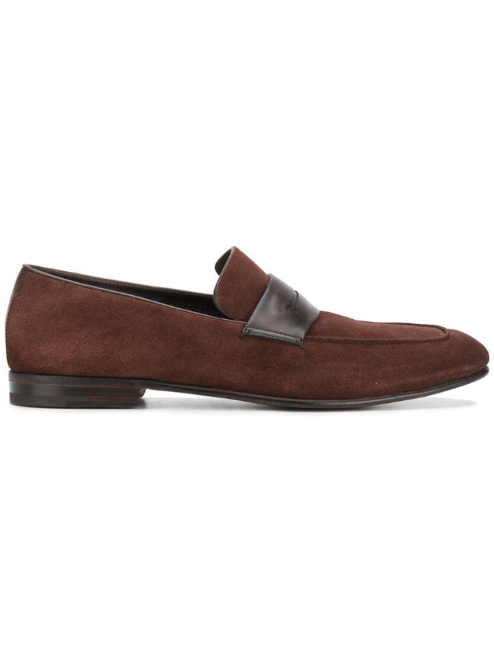 Ermenegildo Zegna Contrast Strap Loafers - Brown