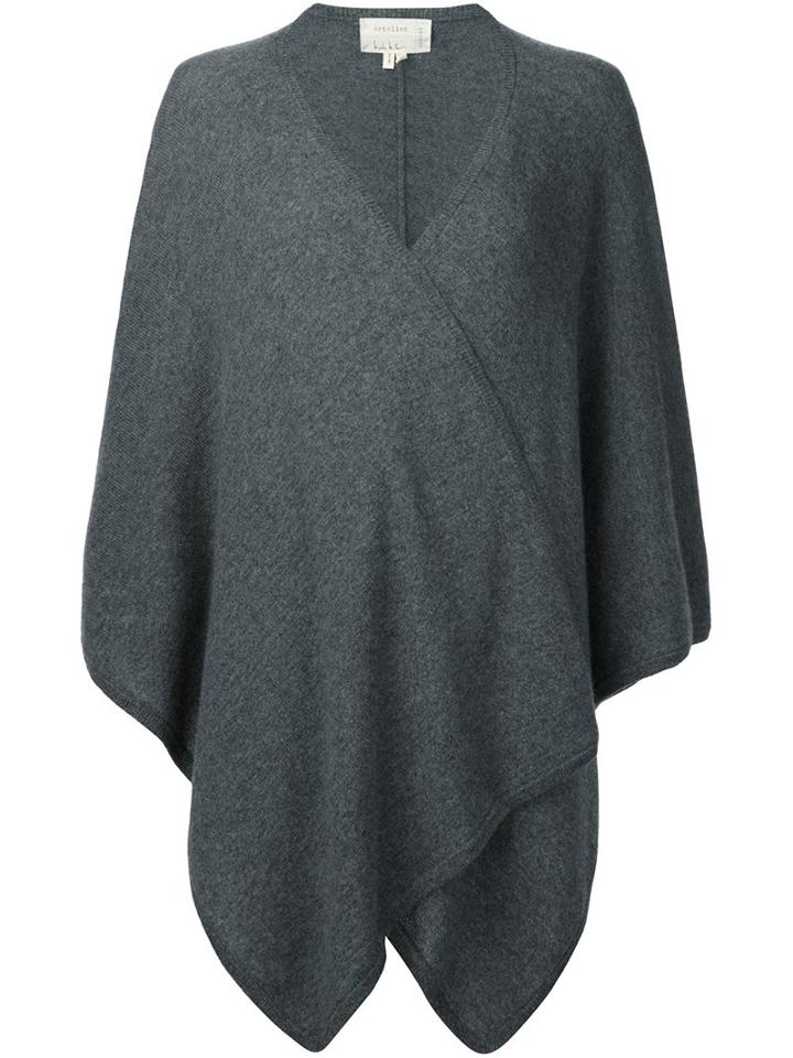 Nicole Miller Poncho Cardigan, Women's, Grey, Cashmere