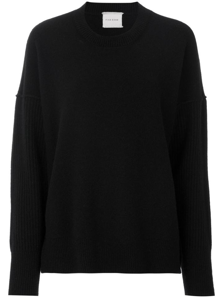 Fine Edge Ribbed Sleeve Jumper - Black