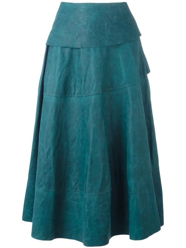 Ma+ Full Skirt, Women's, Size: 44, Blue, Leather