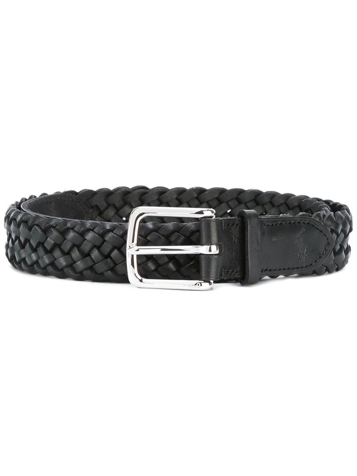 Polo Ralph Lauren Interlaced Leather Belt, Men's, Size: 105, Black, Leather