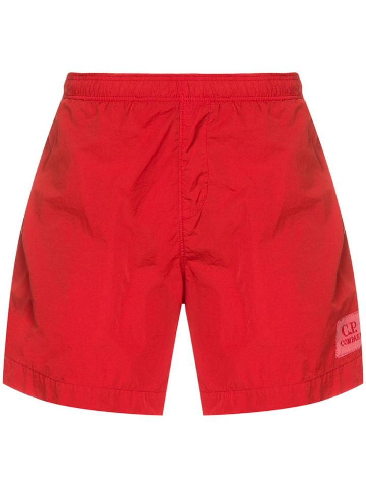 Cp Company Logo Print Swim Shorts - Red