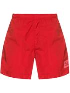 Cp Company Logo Print Swim Shorts - Red