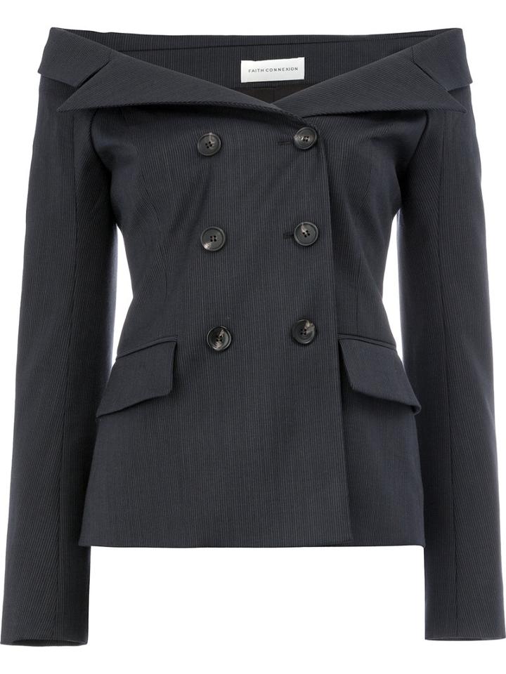 Faith Connexion - Double Breasted Blazer - Women - Spandex/elastane/cupro/viscose/virgin Wool - 36, Women's, Blue, Spandex/elastane/cupro/viscose/virgin Wool