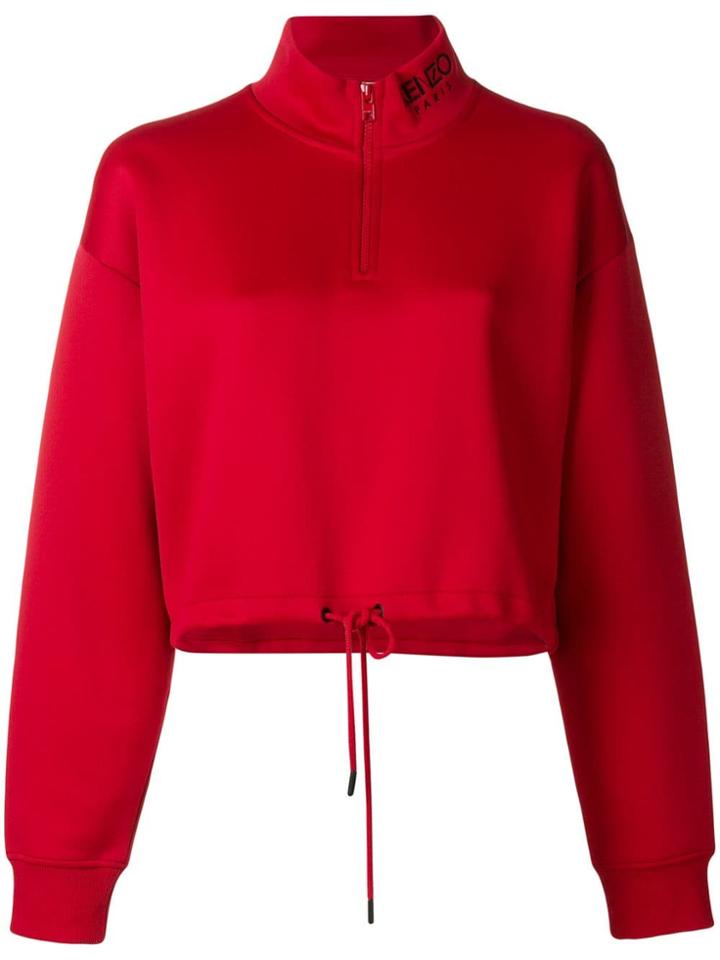 Kenzo Cropped Logo Sweater - Red