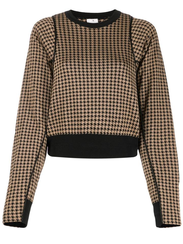 Comme Des Garçons Noir Kei Ninomiya Houndstooth-print Cropped Jumper -