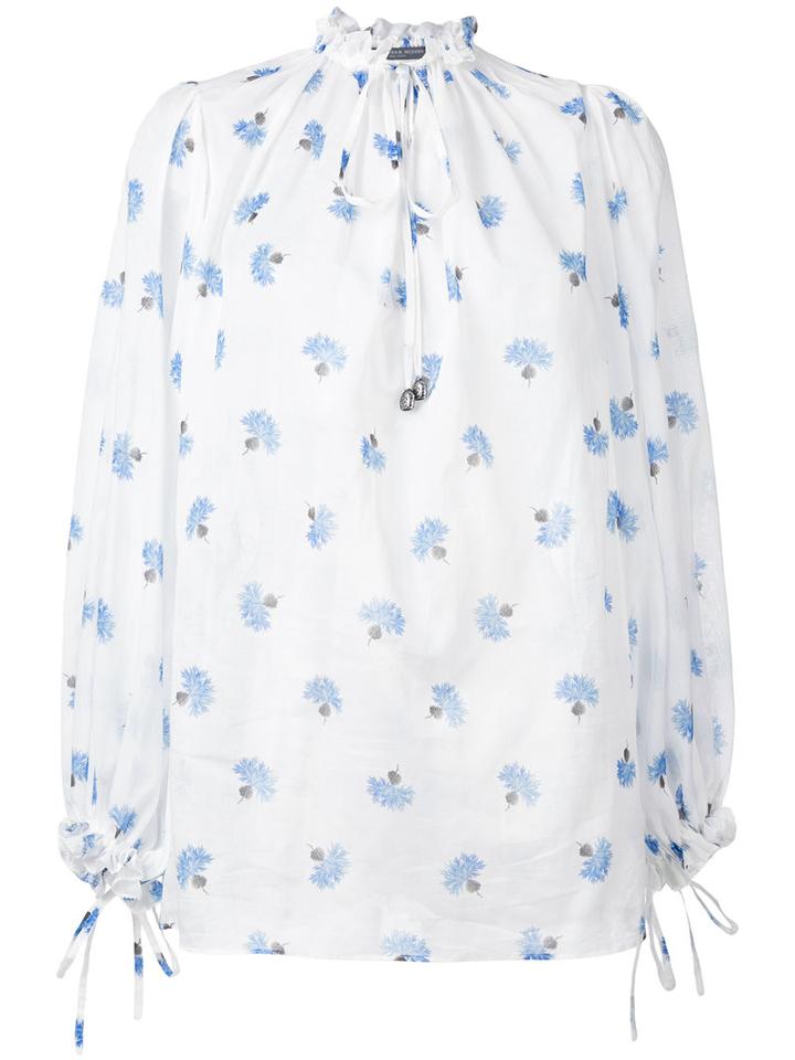 Alexander Mcqueen - Printed Voile Blouse - Women - Cotton - 40, White, Cotton